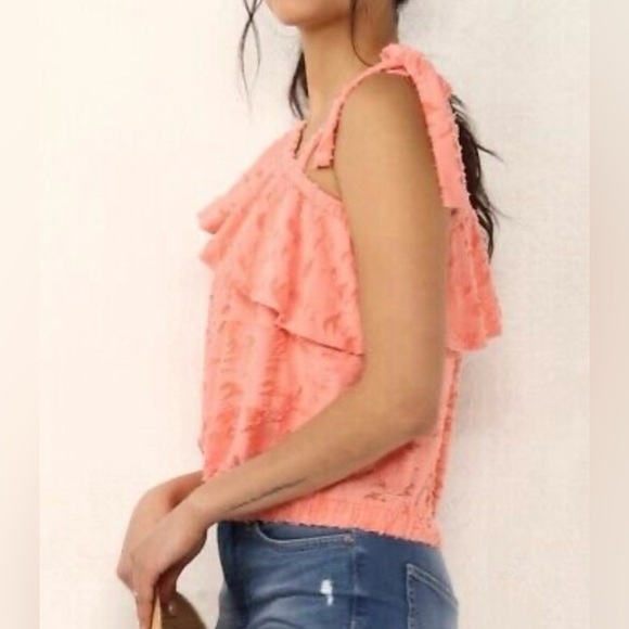 LC Lauren Conrad One-Shoulder Coral Blouse - Picture 7 of 14